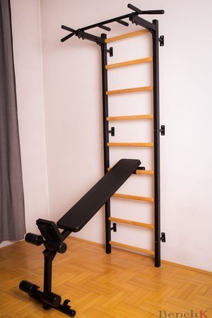 Drabinka gimnastyczna z drążkiem, poręczami i ławeczką 313B BenchK 240 x 67 cm 